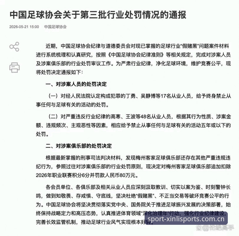 新利体育活动更新 揭秘中国足协第三批禁足名单:65人受罚背后的行业清洗真相